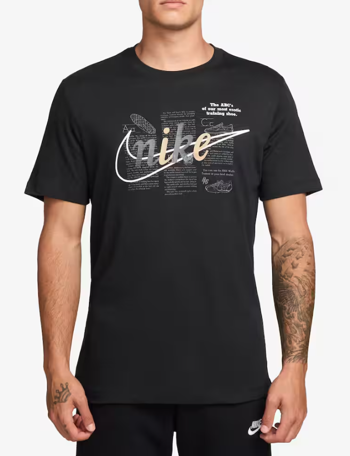 nike sportswear t-shirt nero-logato uomo