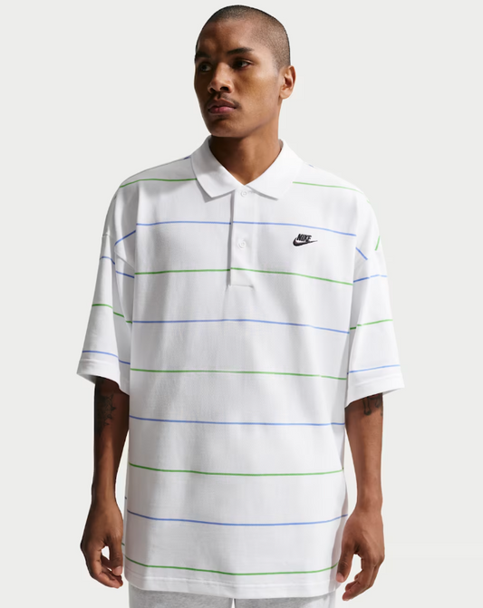 Nike Sportswear Club Men's Oversized Striped Polo white uomo