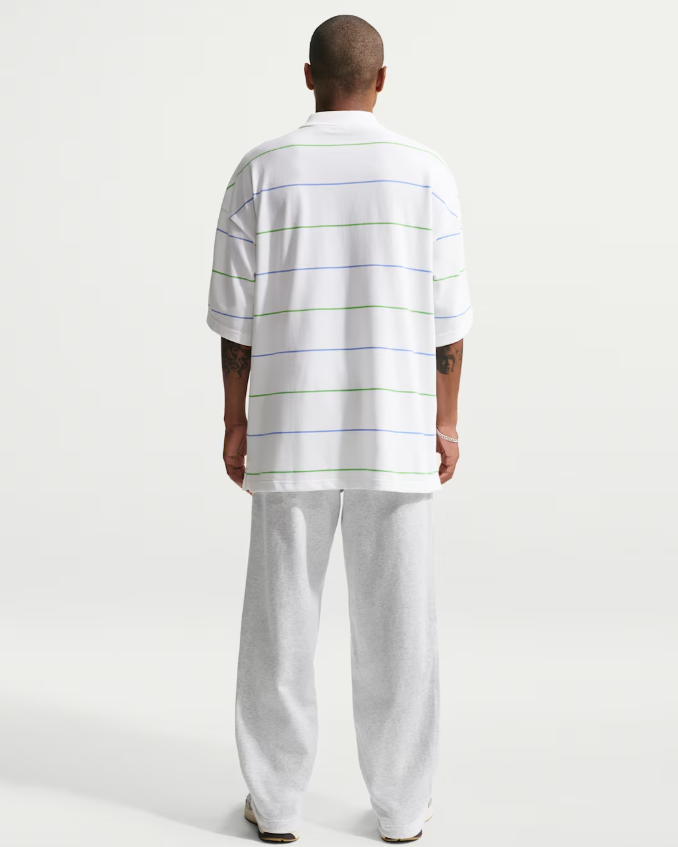nike sportswear club men's oversized striped polo white uomo