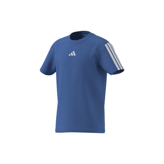 ADIDAS T-SHIRT BASIC AZZURRA 3 STRIPS BIANCO BAMBINO