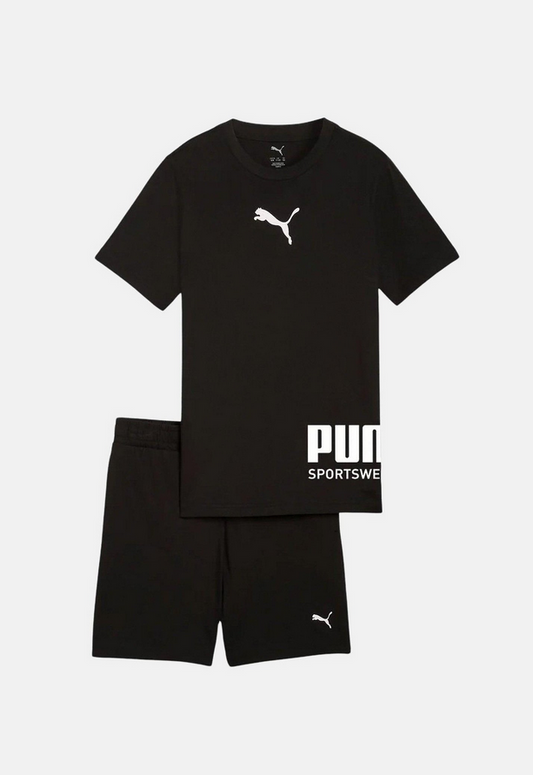 Puma set t-shirt e short nero e bianco con stampa bambino