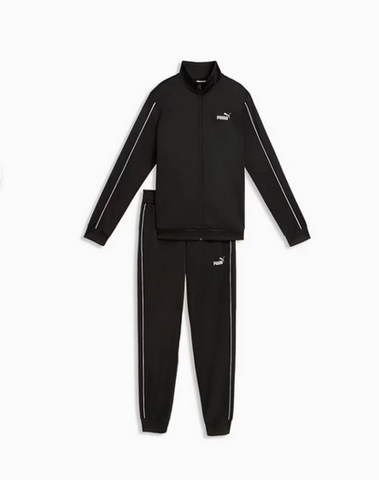 PUMA TUTA COMPLETA ESSENTIAL NERO-LOGO BIANCO DONNA