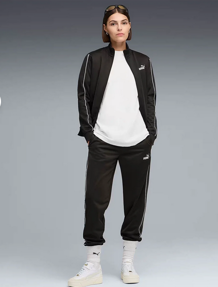puma tuta completa essential nero-logo bianco donna