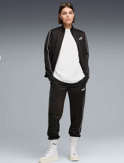 PUMA TUTA COMPLETA ESSENTIAL NERO-LOGO BIANCO DONNA