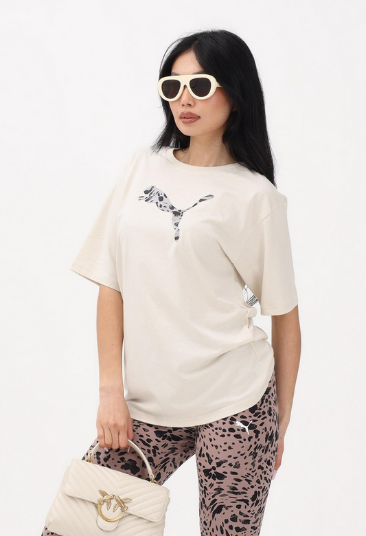 PUMA T-SHIRT PANNA LOGO MACULATO DONNA