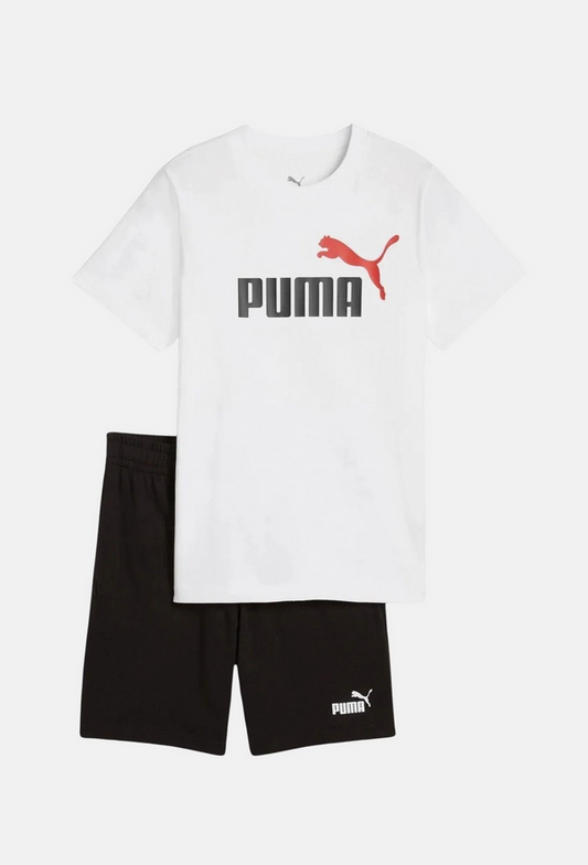 Puma set t-shirt e short bianco e nero bambino