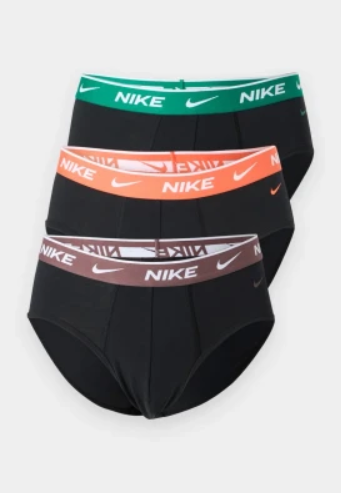 NIKE SLIP ESSENTIAL COTTON STRETCH BRIEF 3PK BLACK-MALACHITE/TURF ORNG/ TATTOO WB