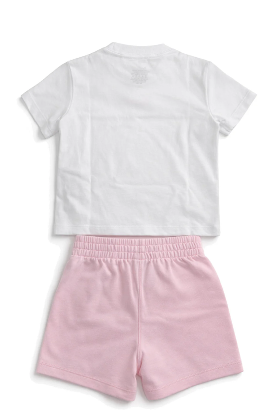 nike jesey tee short set white/pink bambina