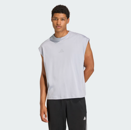 Adidas T-shirt Grigio-Logo Gommato uomo