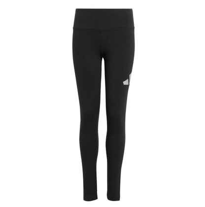Adidas-Leggins Nero-Logo Argento ragazza