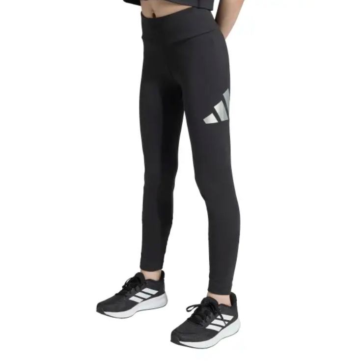 adidas-leggins nero-logo argento ragazza