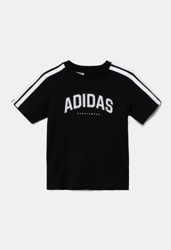 adidas-tshirt nero-bianco 3strips  bambino