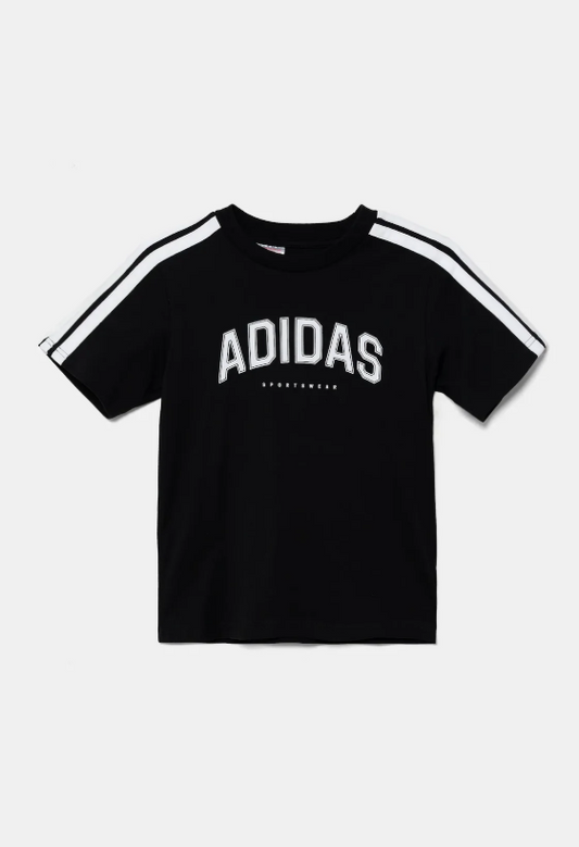 Adidas-Tshirt Nero-Bianco 3Strips  bambino