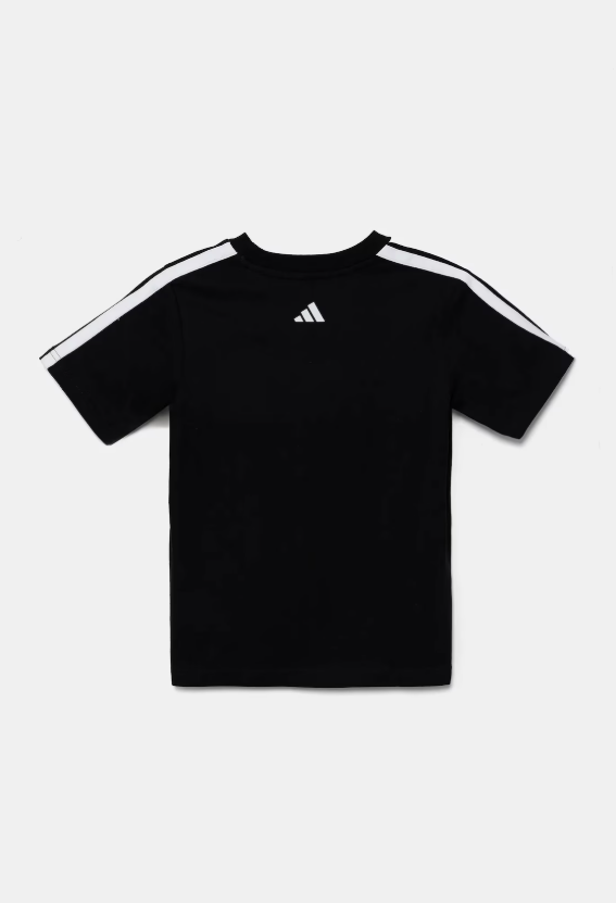 adidas-tshirt nero-bianco 3strips  bambino