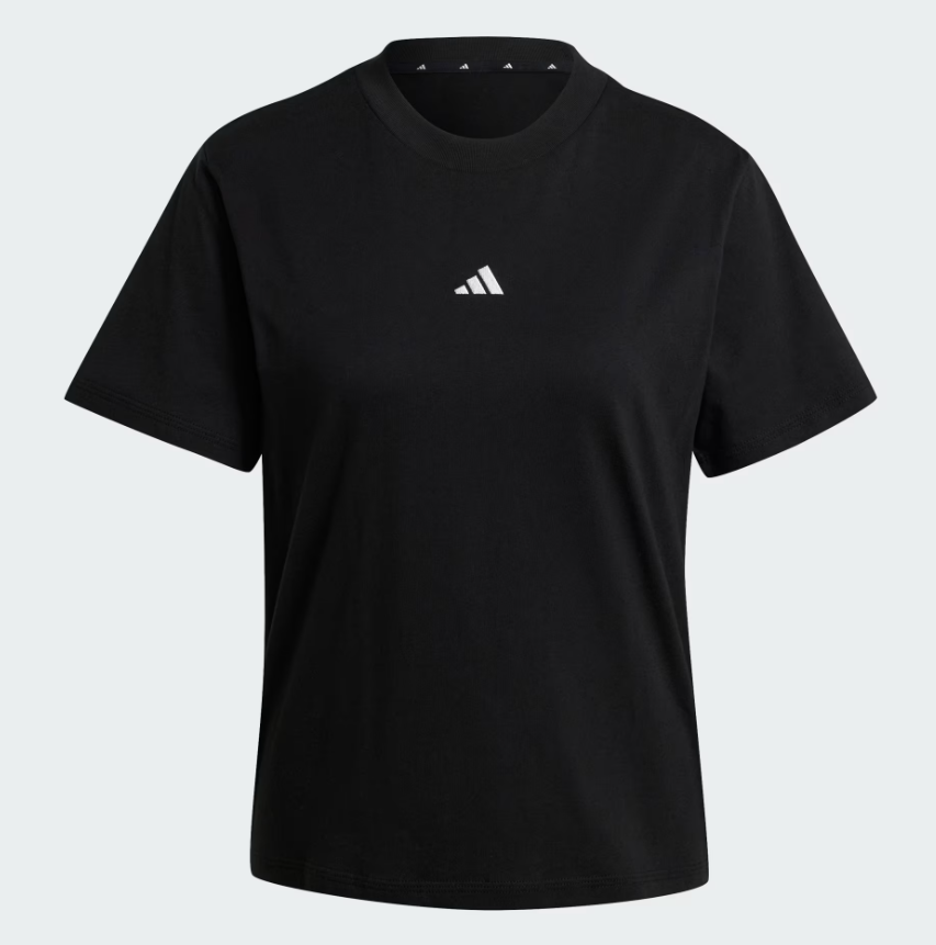adidas t-shirt nero-logo bianco donna