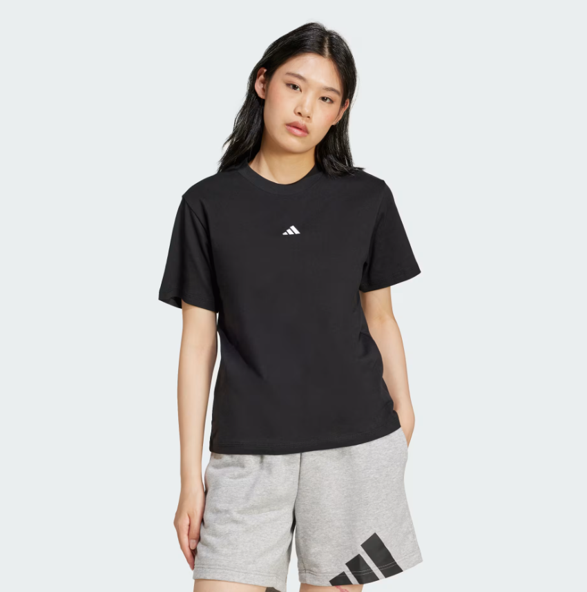 adidas t-shirt nero-logo bianco donna