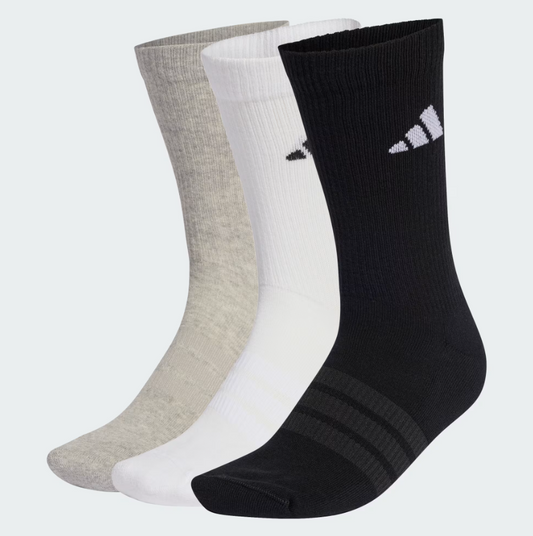 ADIDAS CALZE CUSHIONED SPORTSWEAR CONFEZIONE DA 3 PAIA BIANCA GRIGIO E NERO