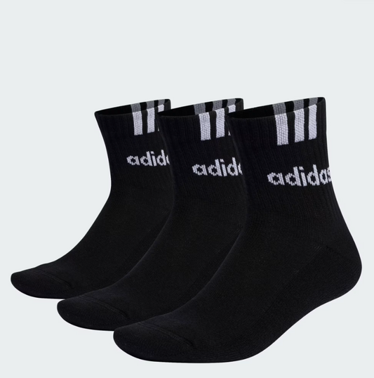 Adidas Calze 3-Stripes Linear Half-Crew Cushioned nero