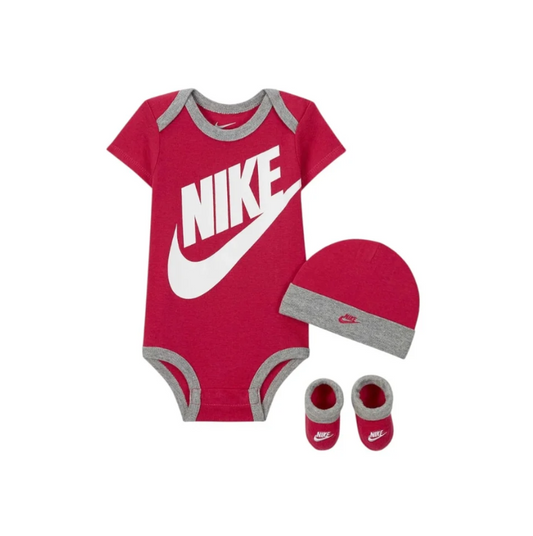 NIKE 3 PIECE SET BODYSUIT HAT & BOOTIES RED NEONATO