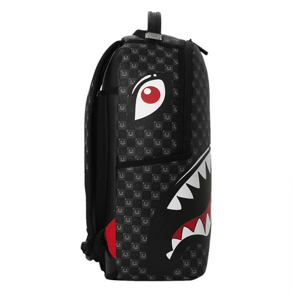 SPRAYGROUND BLACK AND WHITE DRIP CHECK SHARK BACKPACK