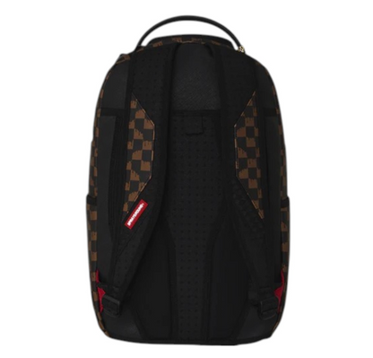 SPRAYGROUND BROWN AND CREAM DRIP CHECK SHARK BACKPACK