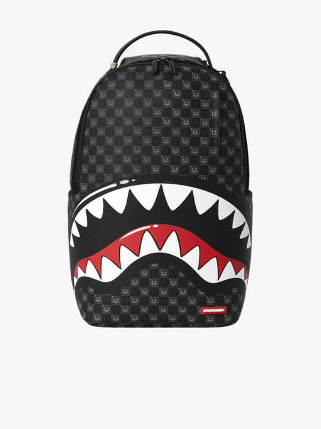 sprayground sharks in paris wtf bubbly black check backpack