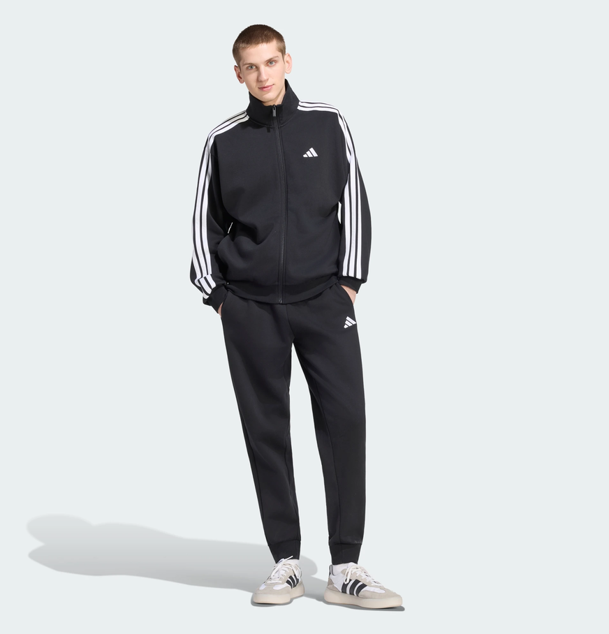 adidas tuta completa nero 3 stris bianco uomo