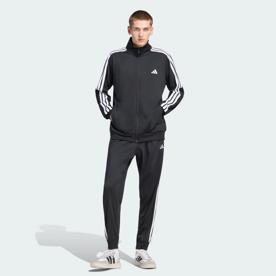 adidas tuta completa dayready 3 stripis nero uomo