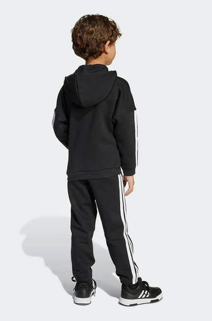 ADIDAS TUTA COMPLETA NERO-3 STRIPS BIANCO BAMBINO