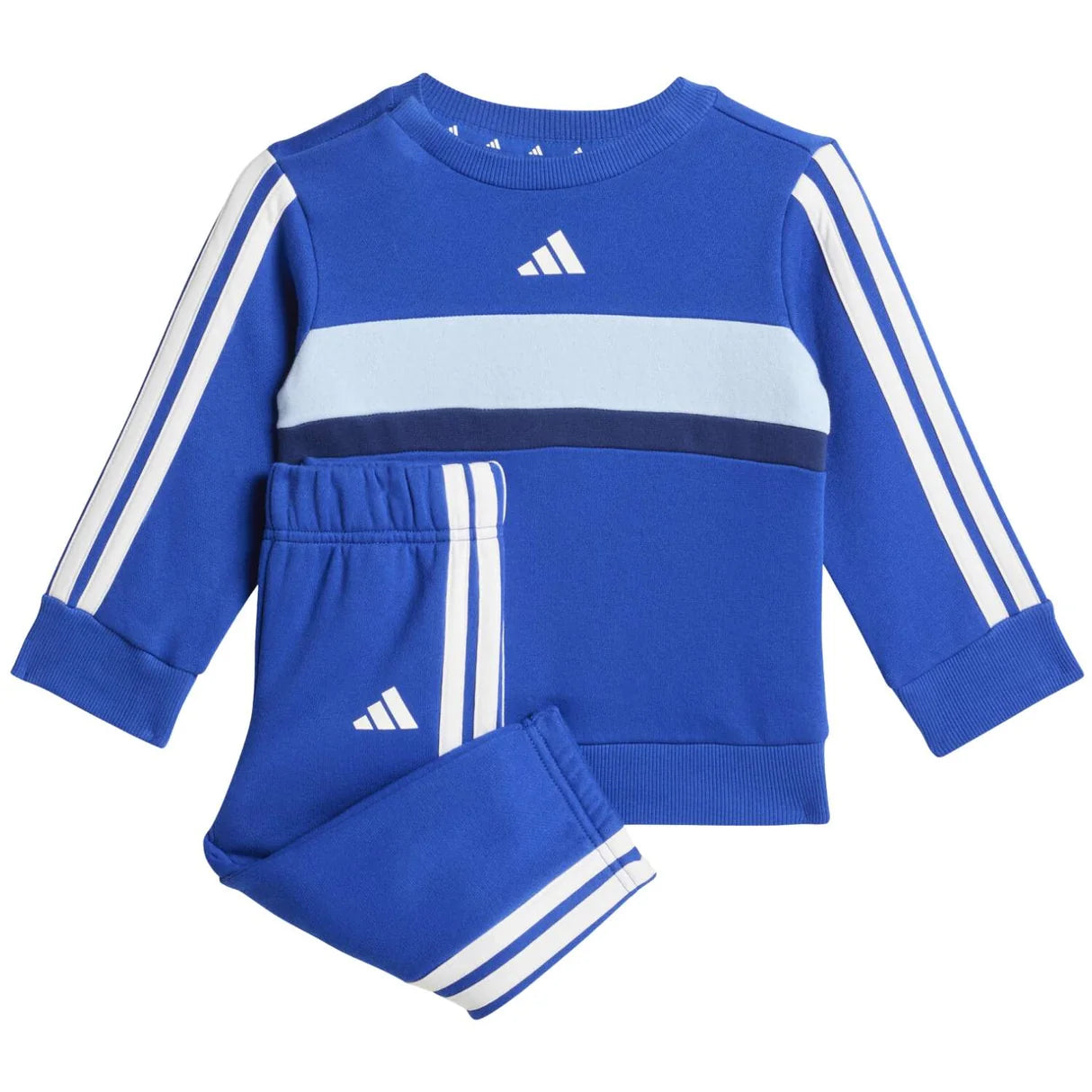adidas tuta completa blu 3 strips bianco bambino