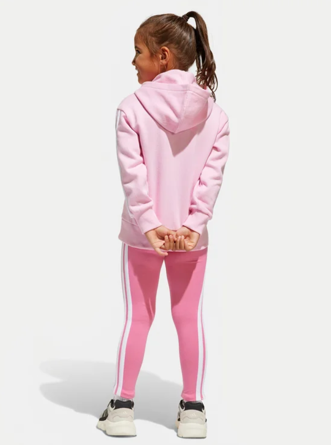 adidas completo felpa e leggings seasonal essentials tiberio 3-stripes rosa bambina