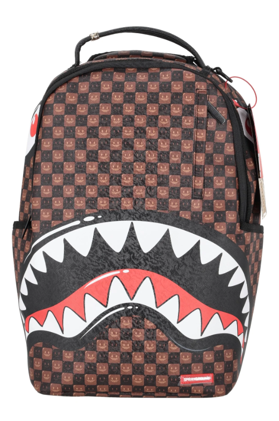 sprayground zaino sharks in paris wtf bubble brown check