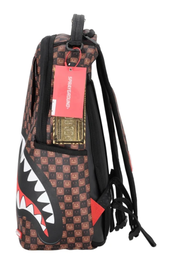 sprayground zaino sharks in paris wtf bubble brown check