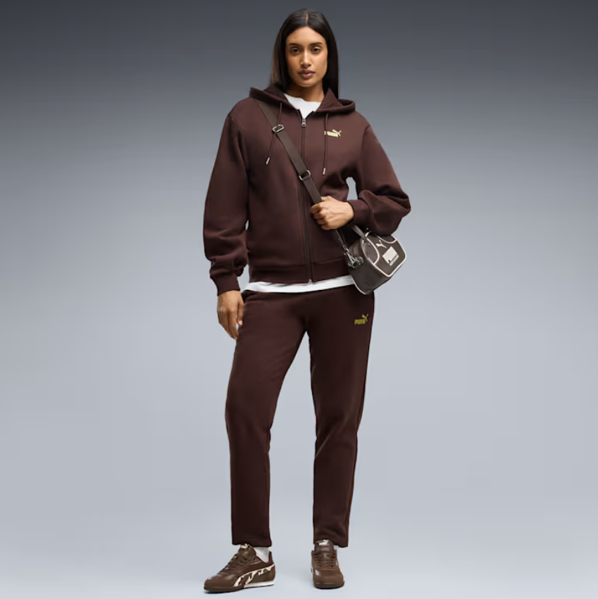 puma tuta con cappuccio metallic marrone da donna
