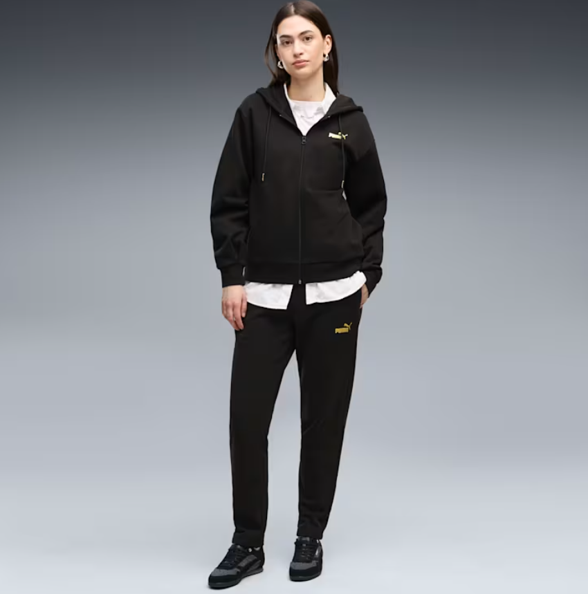 puma tuta con cappuccio metallic nera da donna