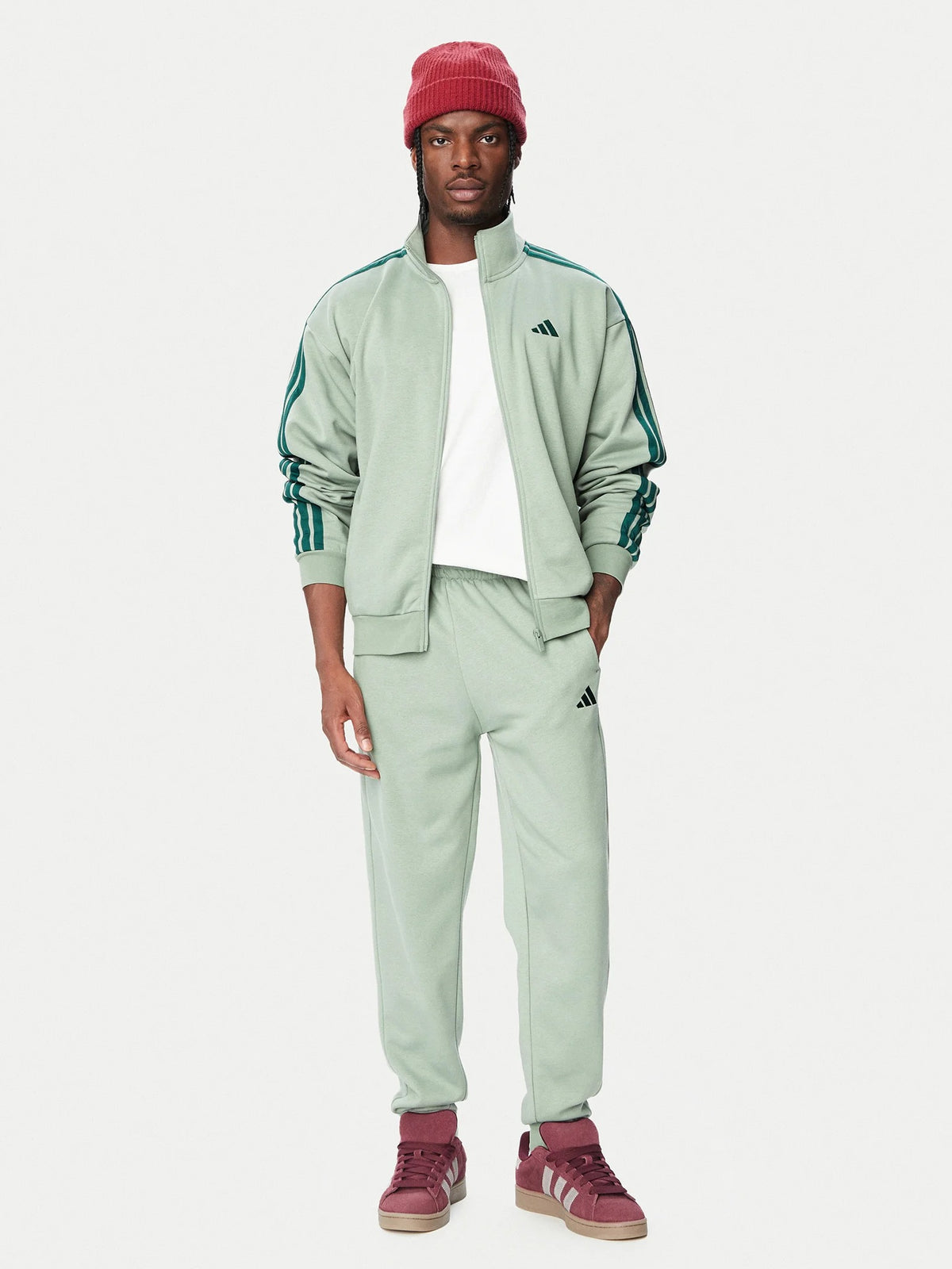 adidas tuta felpata verde uomo