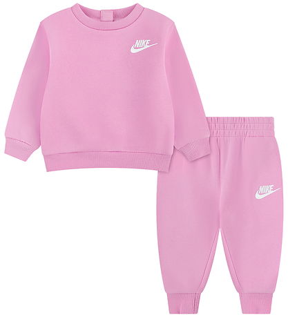 nike tuta fleece rosa logo bianco bambina