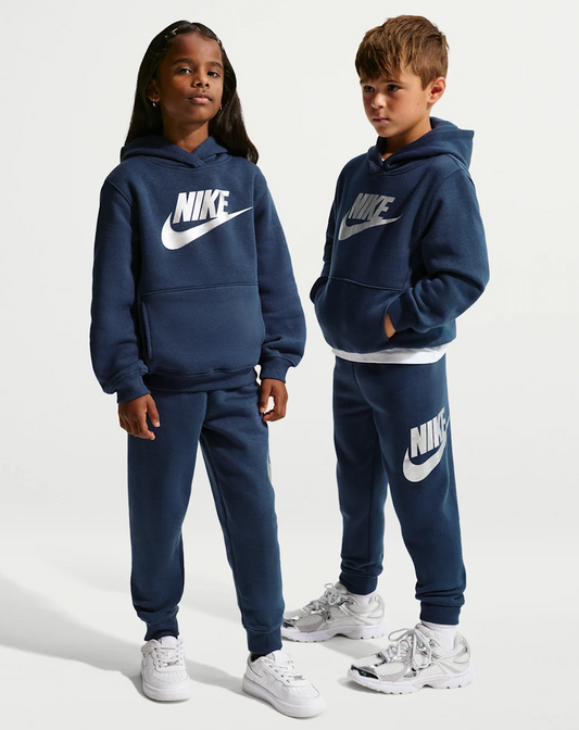 Nike Tuta Fleece Blu Logo Argento bambino