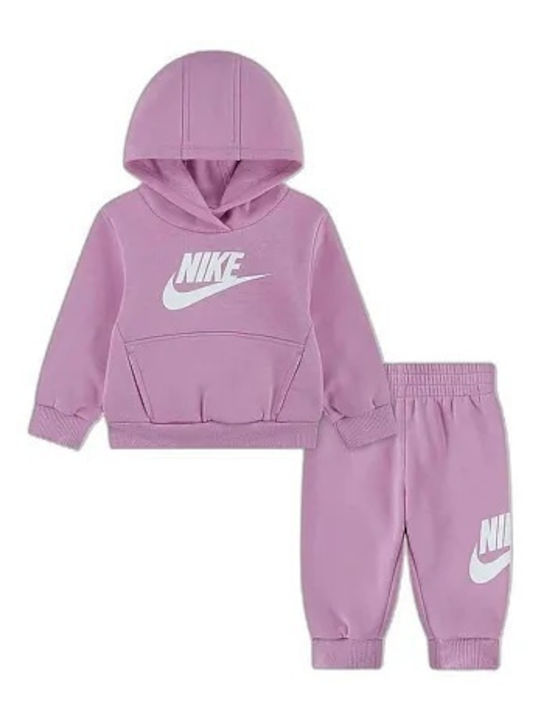 nike tuta fleece rosa logo bianco bambina