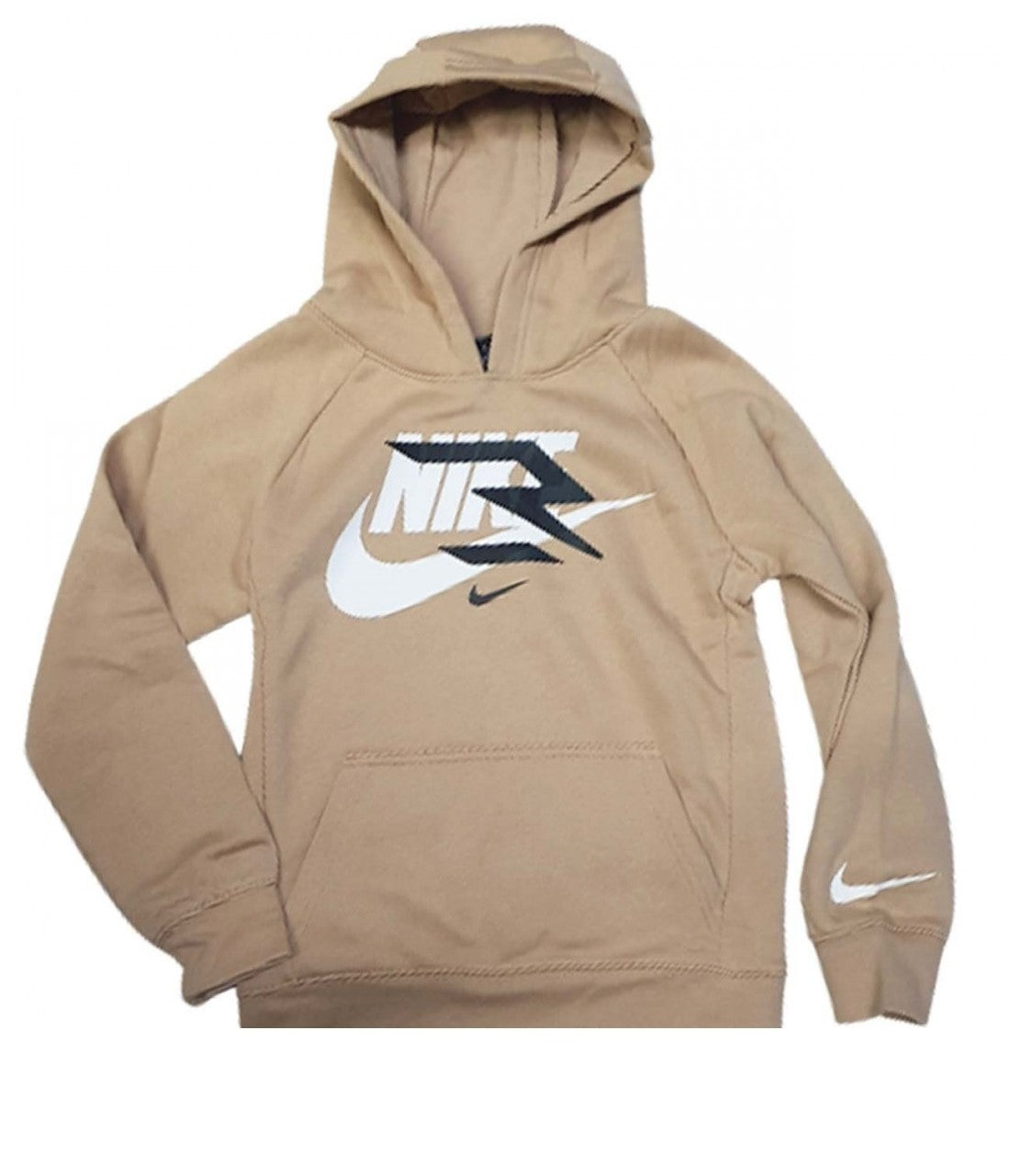 felpa nike fleece beige logo bianco nero
