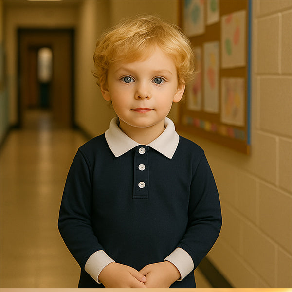 divisa scolastica polo bambini elasticizzata manica lunga