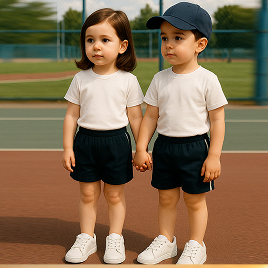 divisa scolastica pantaloncino elasticizzato bambini con profili