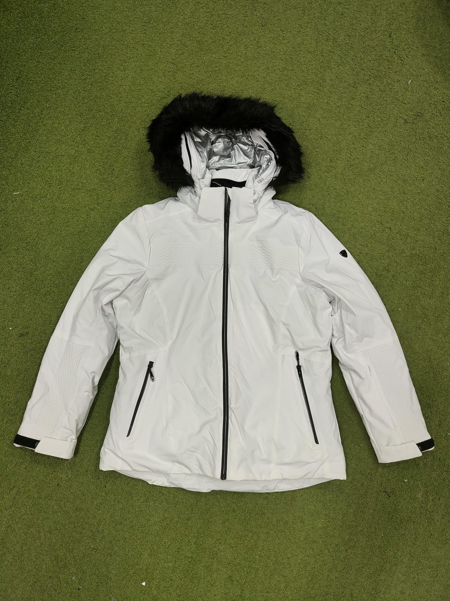 giacca neve ast donna bianco cappuccio pelliccia