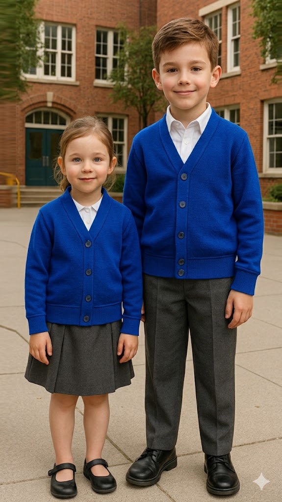divisa scolastica cardigan per bambini e ragazzi in felpa non garzata blu