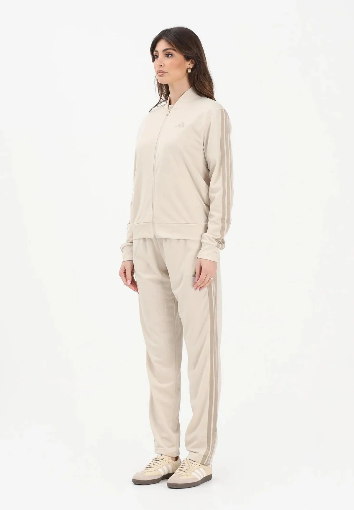 adidas tuta essential 3 stris beige donna