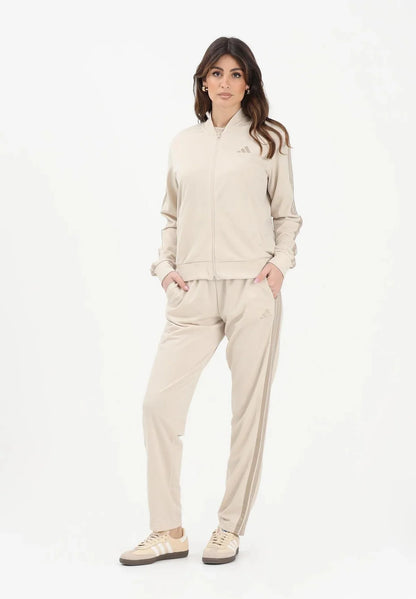 Adidas TUTA ESSENTIAL 3 STRIS BEIGE DONNA