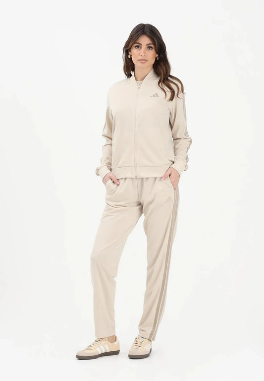 Adidas TUTA ESSENTIAL 3 STRIS BEIGE DONNA