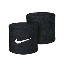 nike swoosh wristbands polsini black white nero unisex
